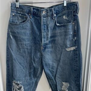 AGOLDE 90s Mid Rise Loose Jeans Straight Leg Button Fly Light Wash Womens Sz 30